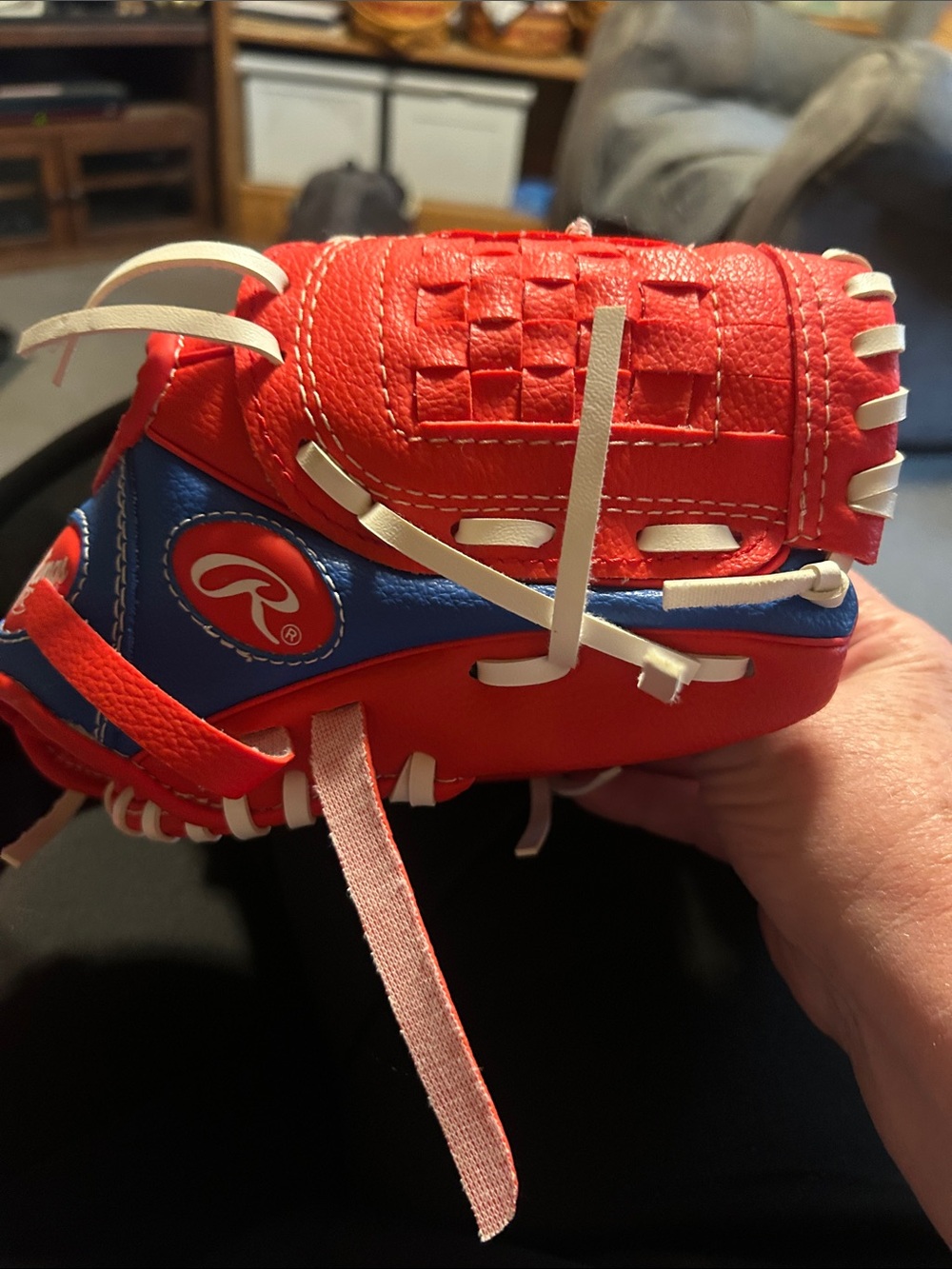 Rawlings Red and Blue Youth Baseball Glove